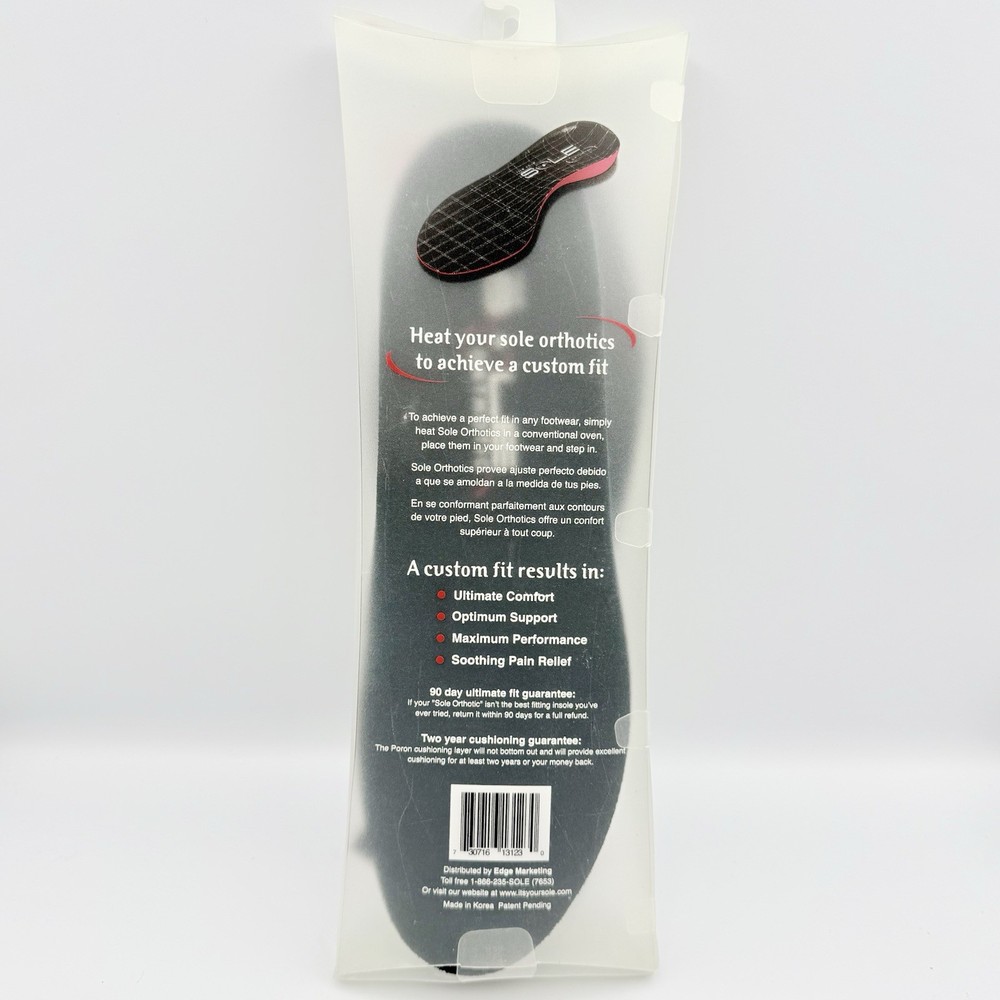 SOLE Custom Fit Heat Moldable Orthotics Inserts, Men 15 Regular NEW