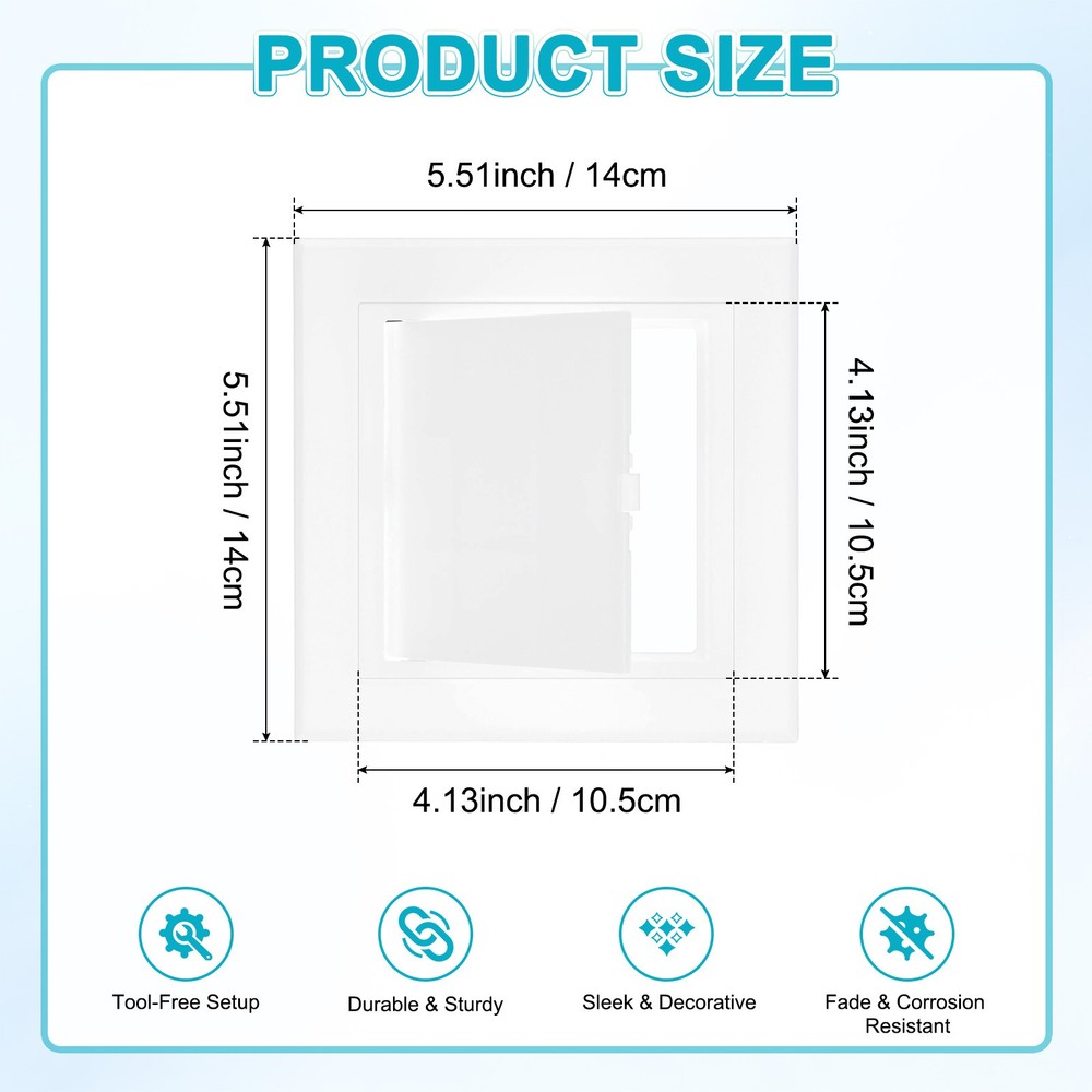 1-Pack Access Panel for Drywall, 4.1x4" Plastic Wall Hole Cover [White]