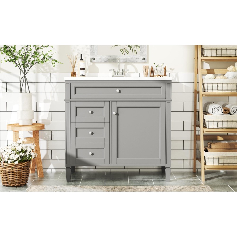 Minimalist 36'' Bathroom Vanity with Single Sink: Design, Ample Storage & Easy
