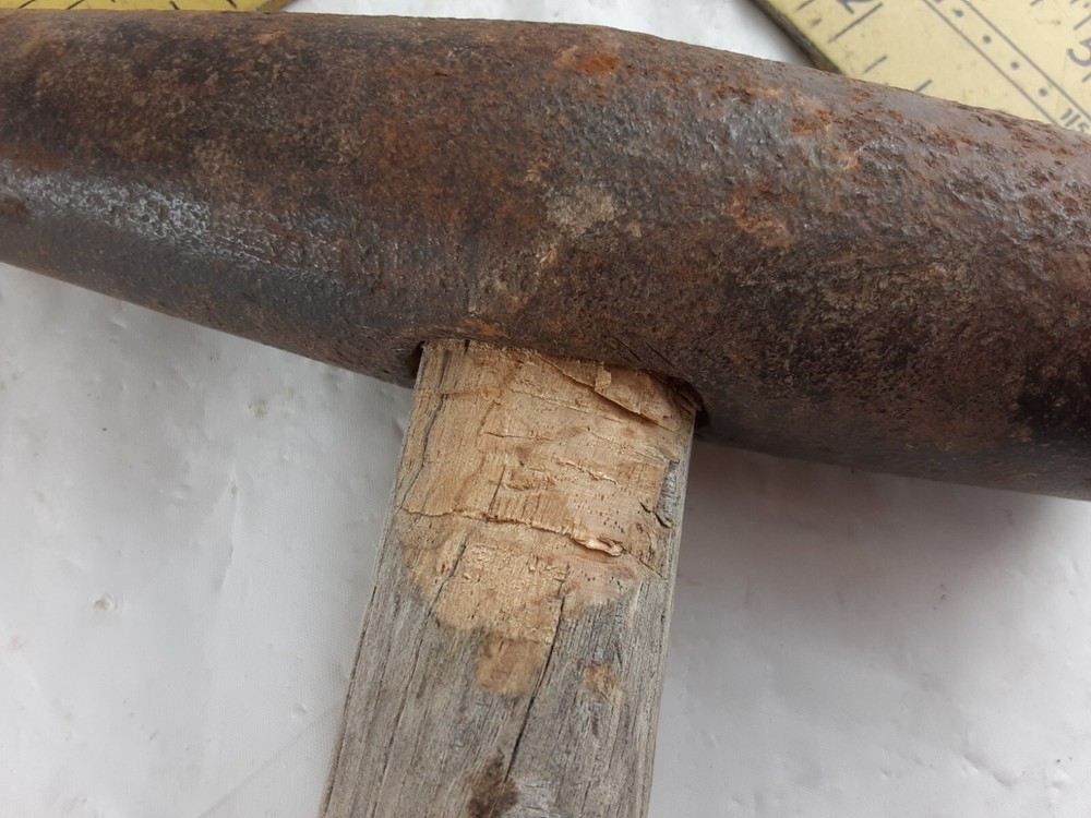 Vintage Unbranded Primitive Blacksmith RR? Hammer with Wooden Handle