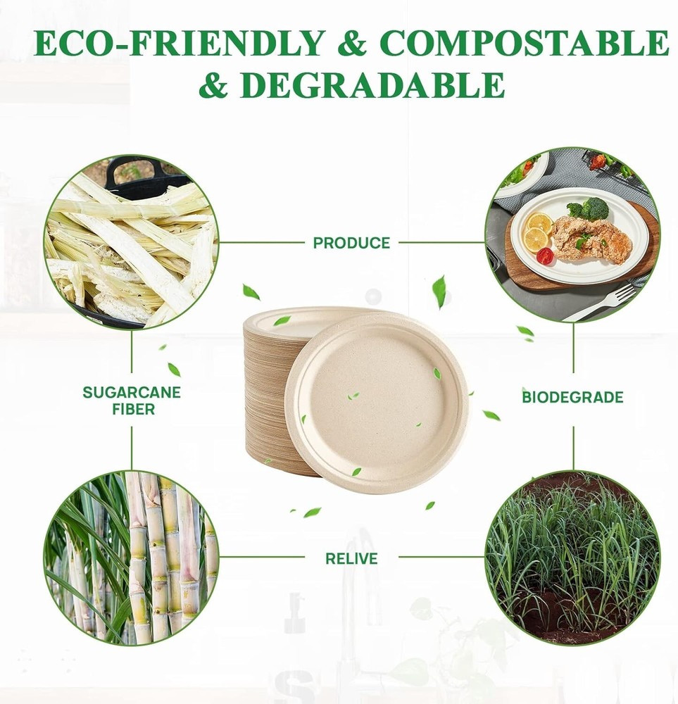 Sugarcane Bagasse 10 Inc Round plate Compostable 120ct