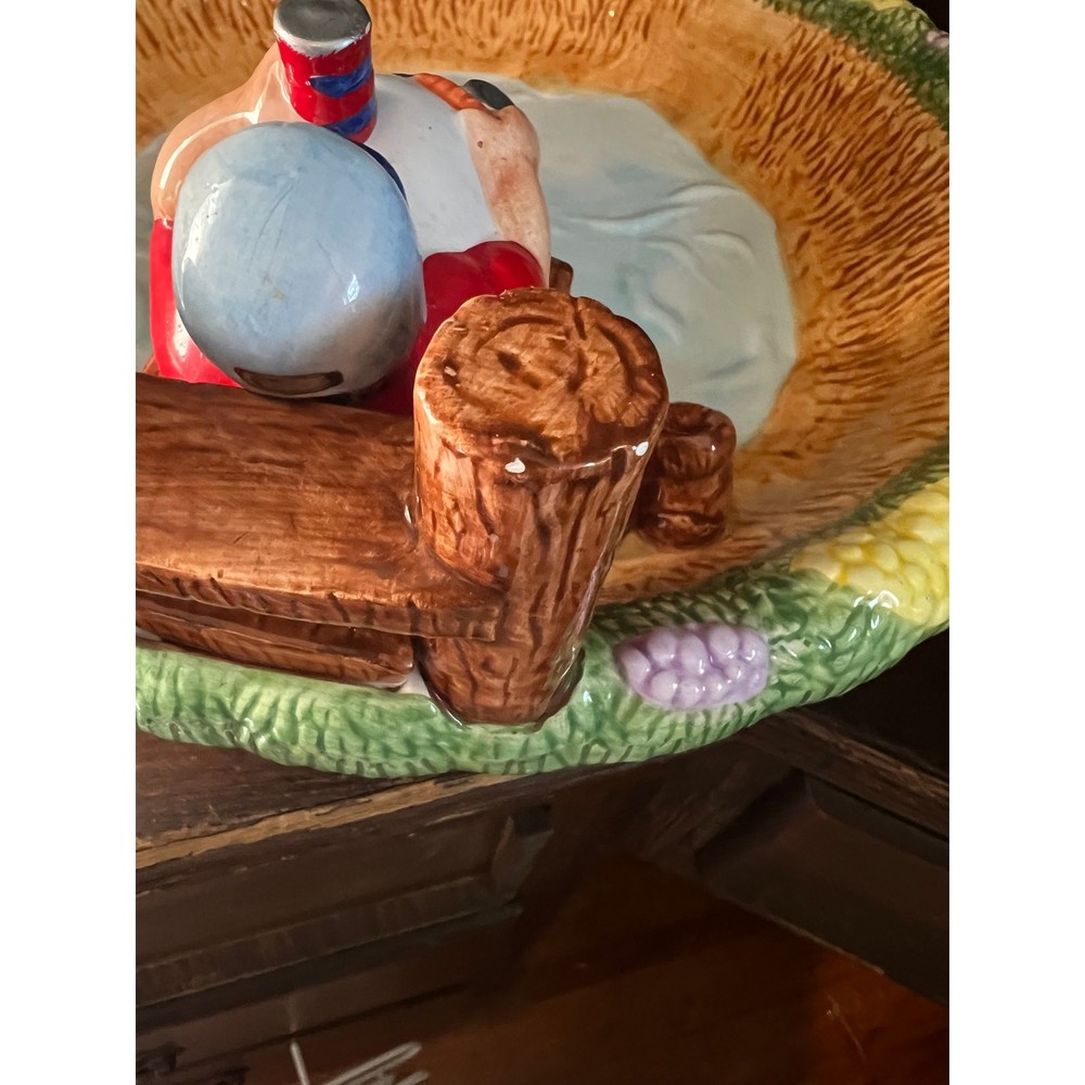 Vintage Lotus Chip & Dip Bowl