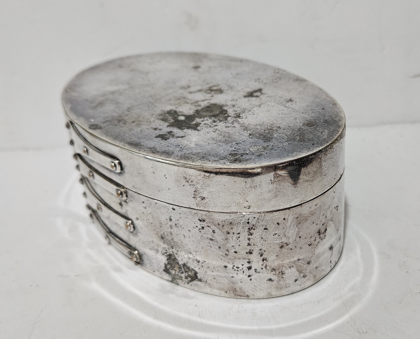 UNIQUE Silverplated SHAKER Style Oval Box w/ Fingers, 6-1/2" Vintage