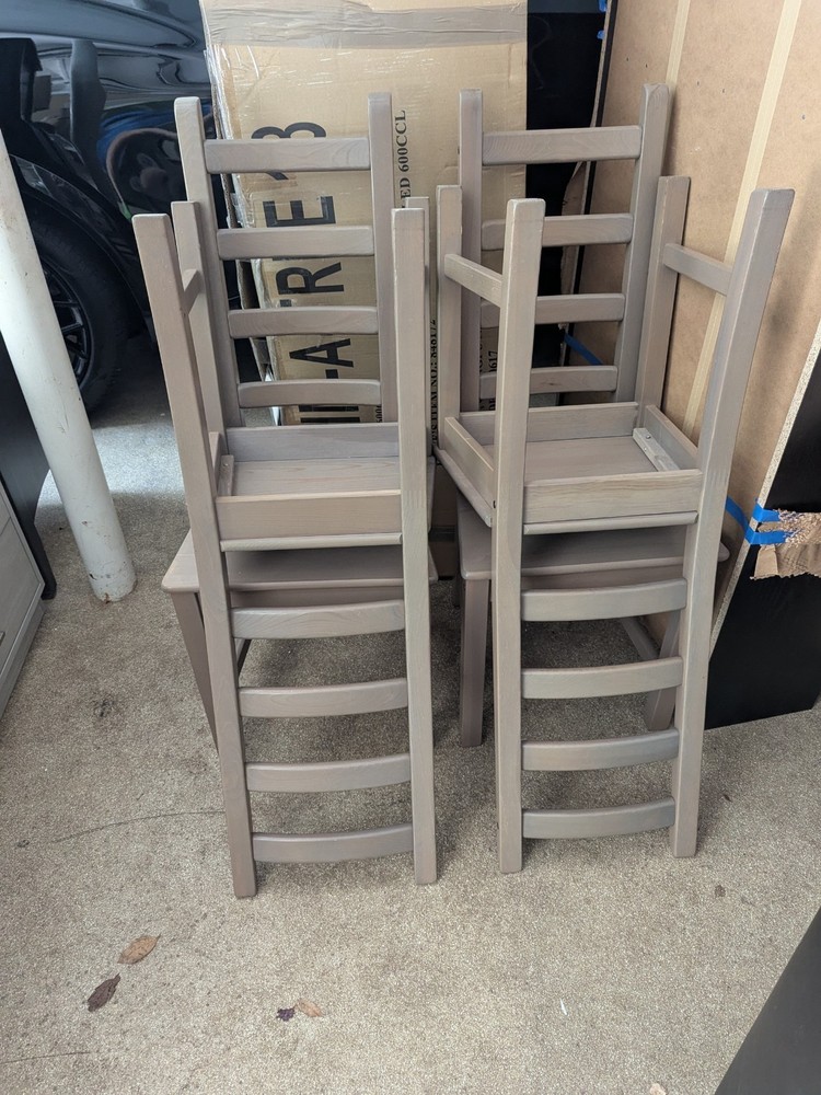 Ikea Black Extendable Dining Table + (6) Taupe Dining Chairs