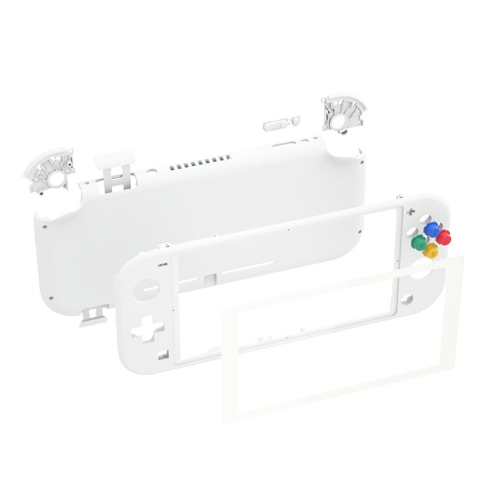 For Nintendo Switch Lite Front & Bottom Shell Screen Protector Buttons Set White