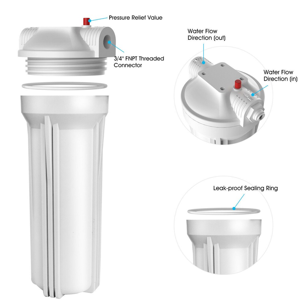2 Pack Whole House Water Filter Housing System 10" x 2.5" PP Sediment Filtration