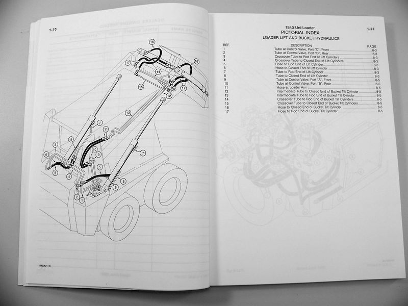 Case 1840 Uni Loader Parts Manual Catalog Skid Steer Assembly Exploded Schematic
