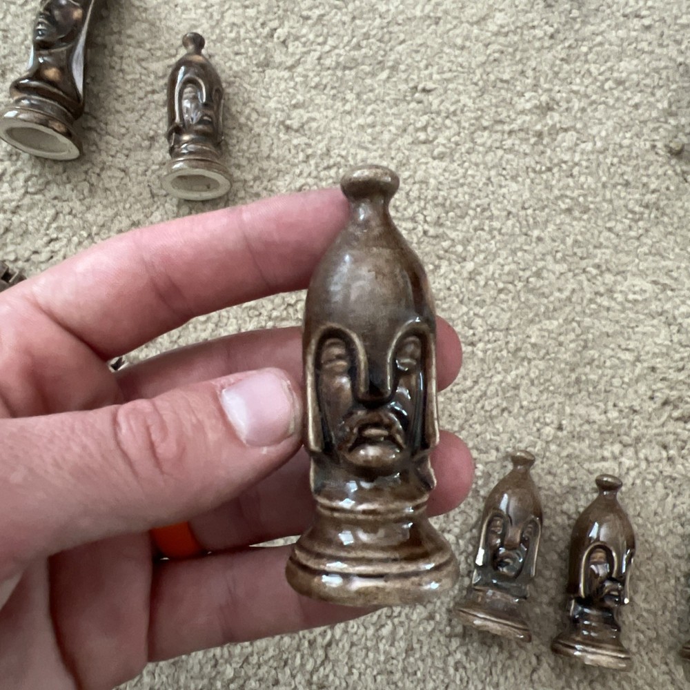 Vintage Duncan Mold Glazed Ceramic Chess Pieces 11