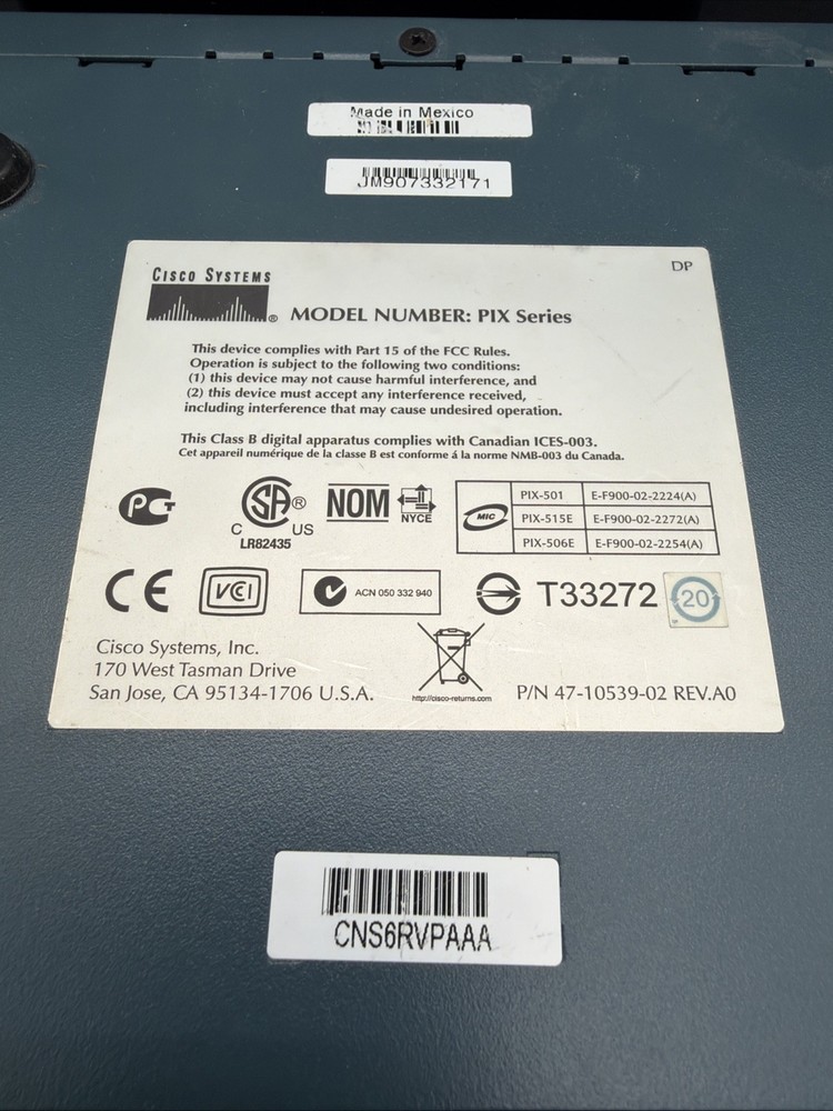 Cisco PIX-501 | 5-Port Firewall w/AC Adapter