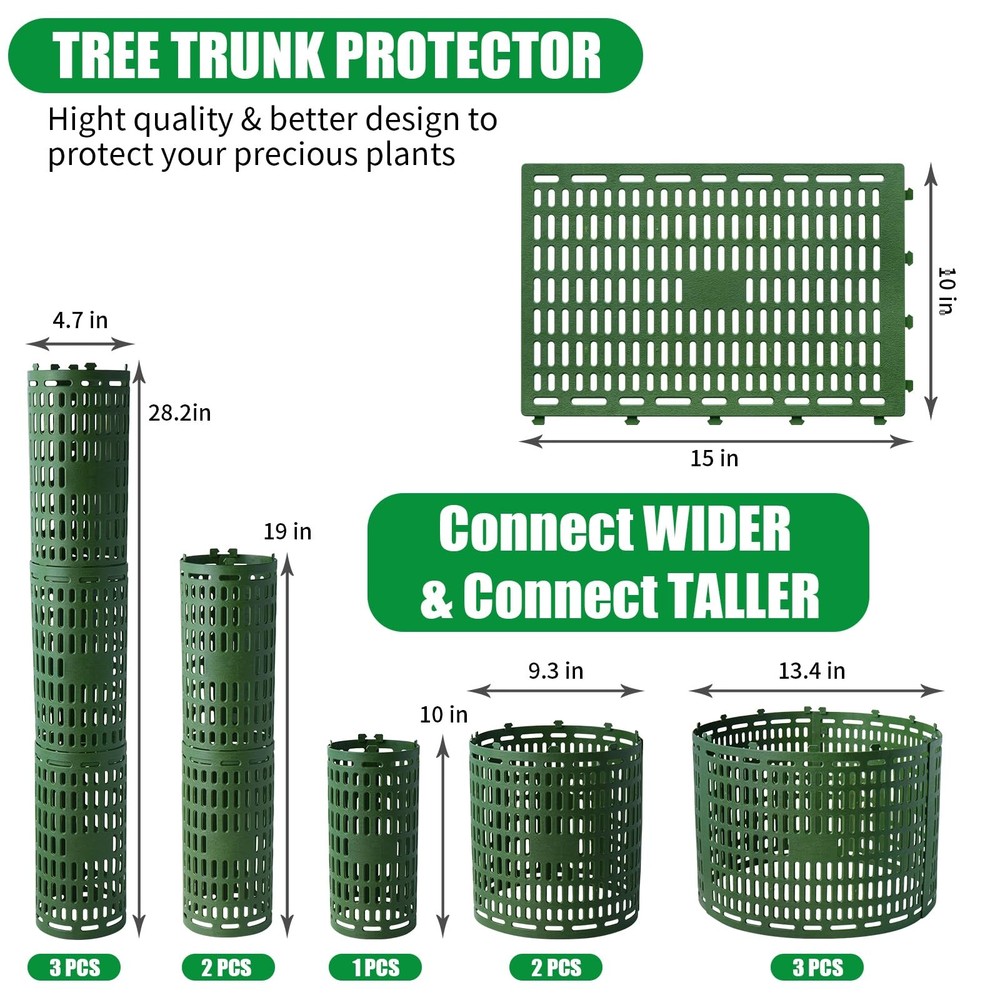 18pcs Tree Trunk Protector, Guards Protector with 18 pcs, Green