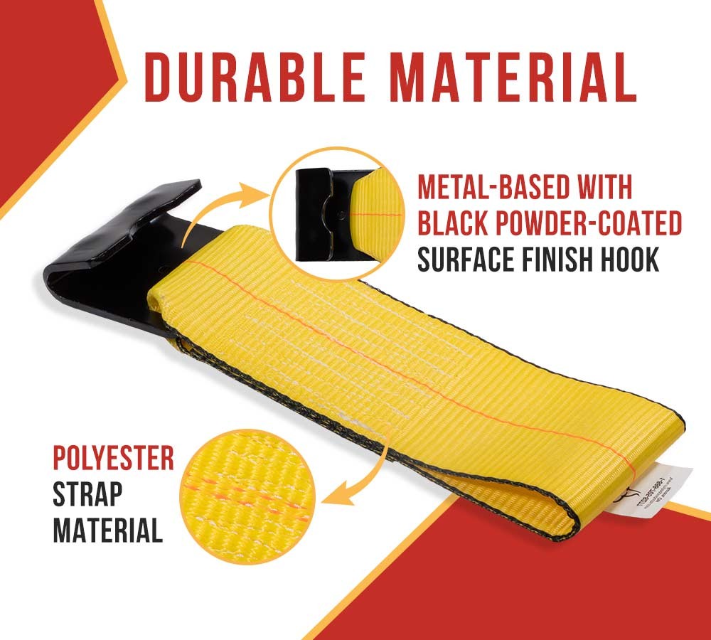 2PK 4"x11" Replacement Fixed End Tie Down Strap w/Flat Hook & Bolt Loop 5400 lbs