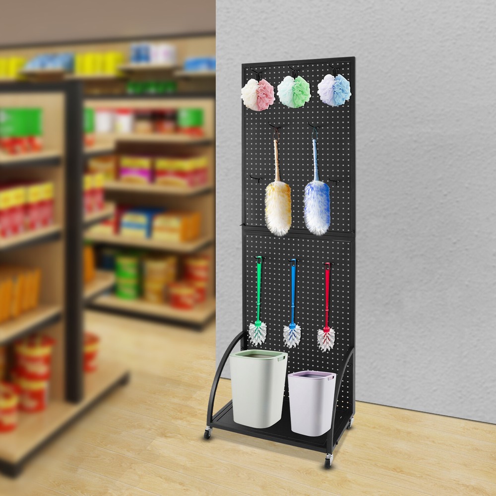 Pegboard Display Stand - Mobile Merchandise Rack with Casters for Retail Use