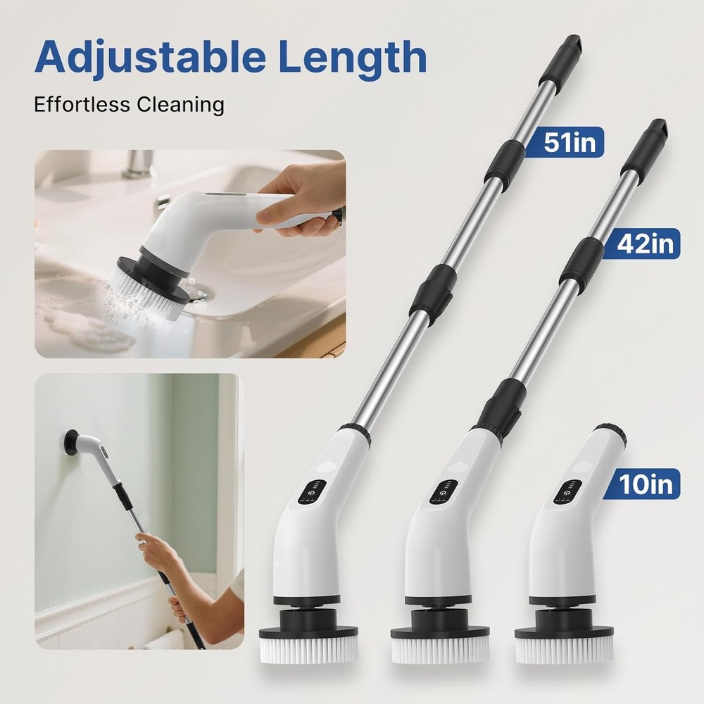 Versatile Cordless Spin Scrubber – Clean Bathroom, Floors & Windows Effortlessly