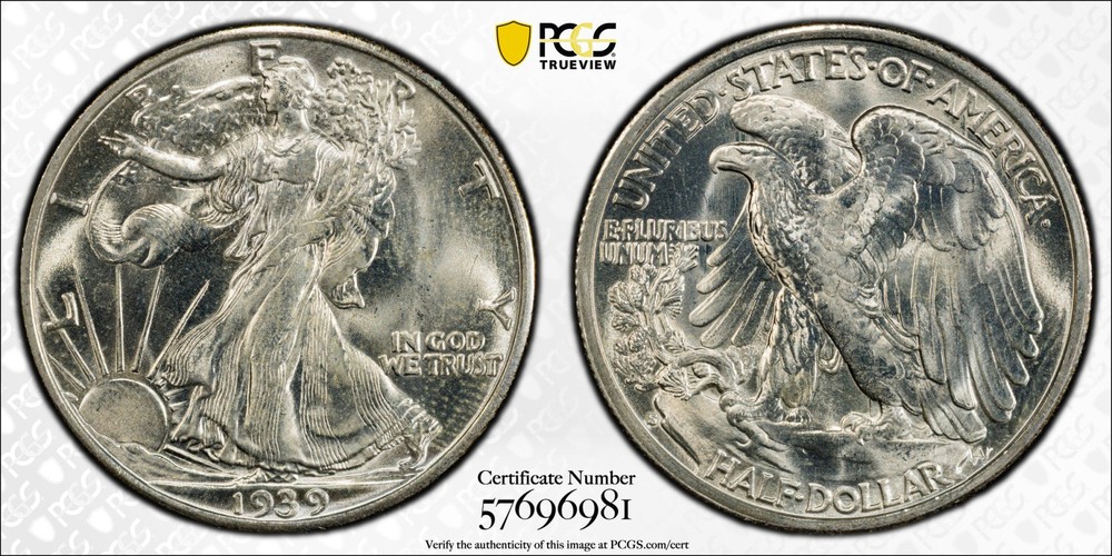 1939 S Walking Liberty Half Dollar PCGS MS-65