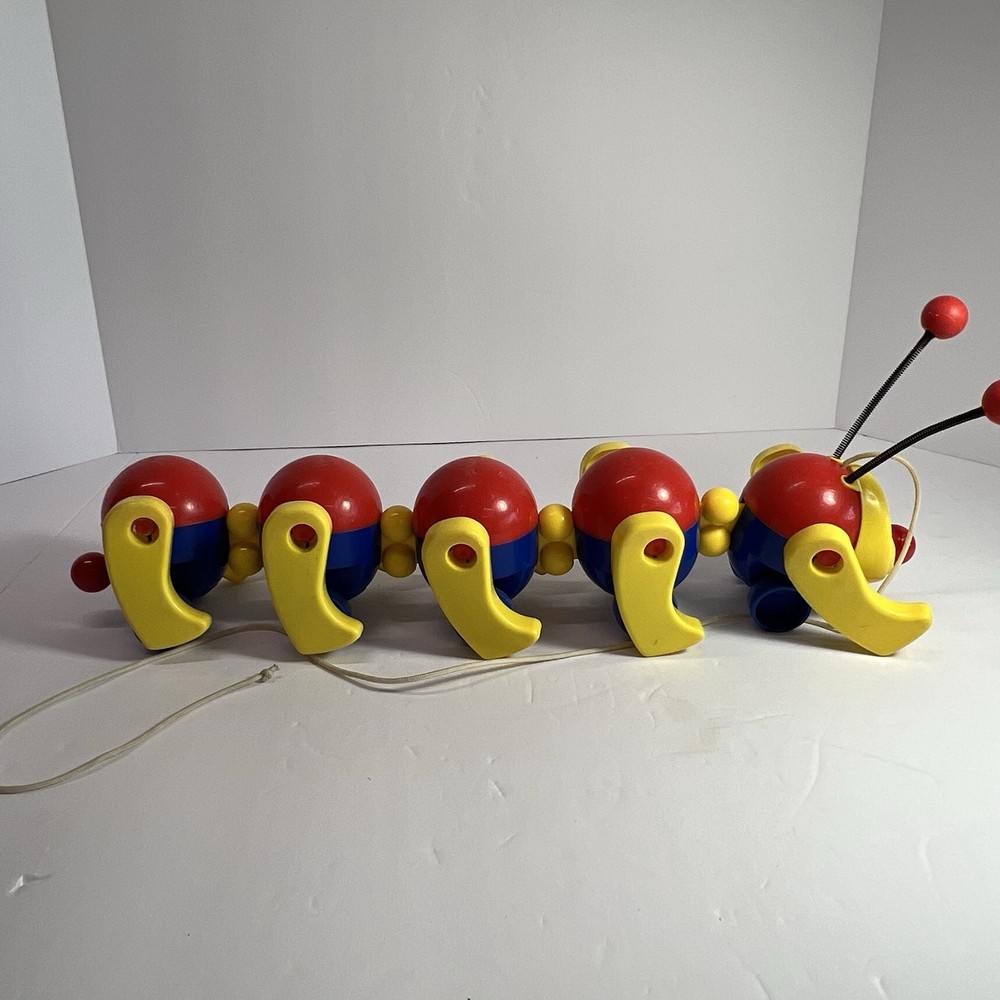 Vintage Kiddicraft Caterpillar Pull Toy Clatterpillar Pull Along Rare HTF
