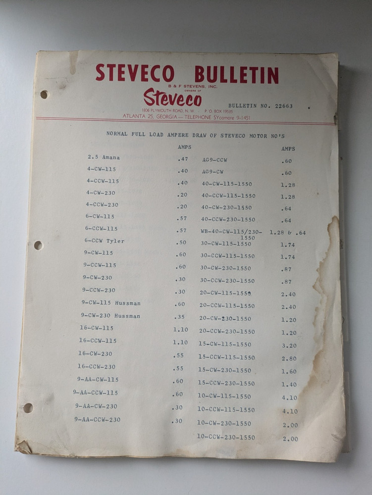 1963 Steveco Interchangeability List Motor Cross Reference Binder Pages GE
