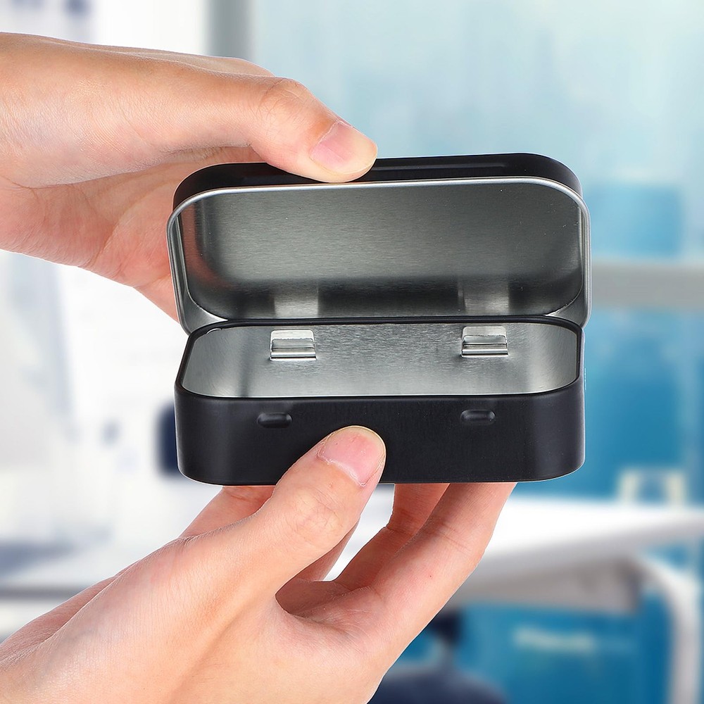 Tyqour 3pcs Rectangular Small Tins with Lids Tin Boxes Container Black