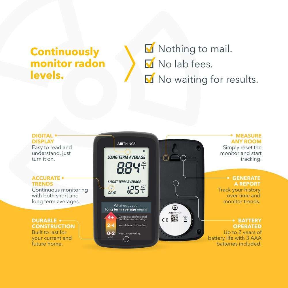 Airthings Battery Operated Digital Radon Detector