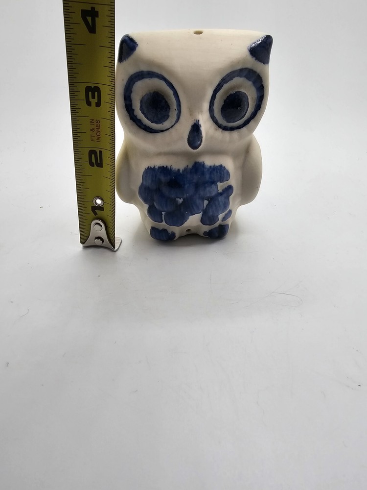 Vintage Veva Pottery Owl Windchime Base Only Blue White