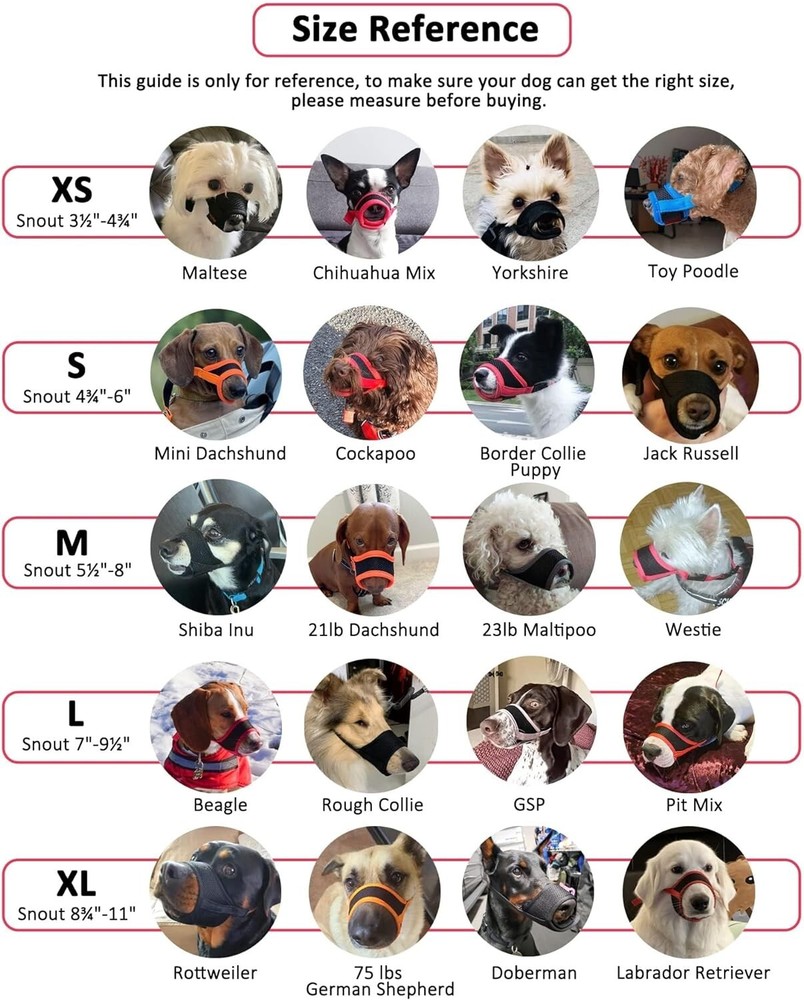 Humane Dog Muzzle for Large Breeds - Breathable Mesh, Adjustable Strap, Black, L