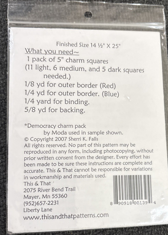 Rare This & That LIBERTY LANE Quilt 2007 Pattern #052