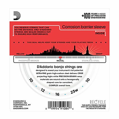 D'Addario EJ61 Nickel 5-String Banjo Strings, Medium, 10-23