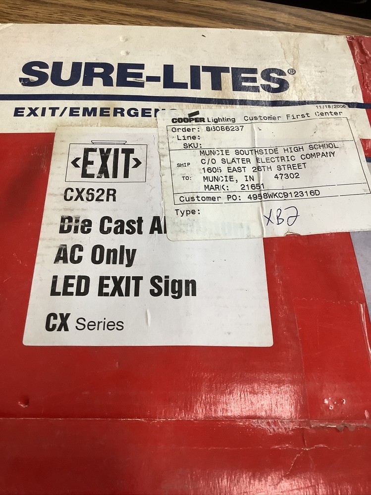 Cooper CX62R LED Two Sided EXIT sign 120/277v Damaged Box