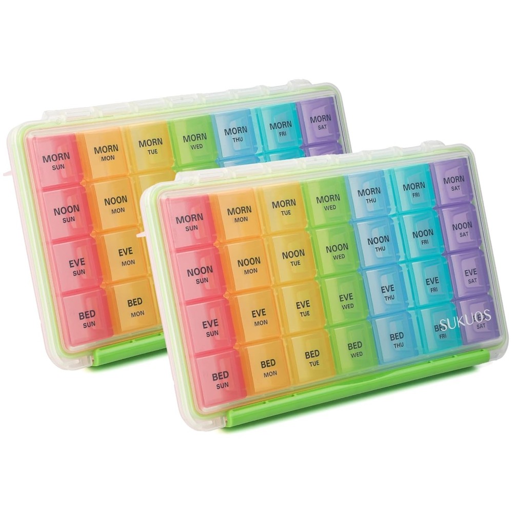 Moisture-Resistant 7-Day Pill Box (2 Pcs)