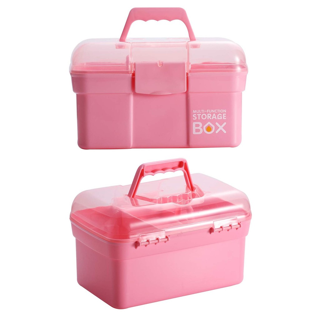 11'' Plastic Storage Box with Removable Tray, Multipurpose Organizer and Stor...