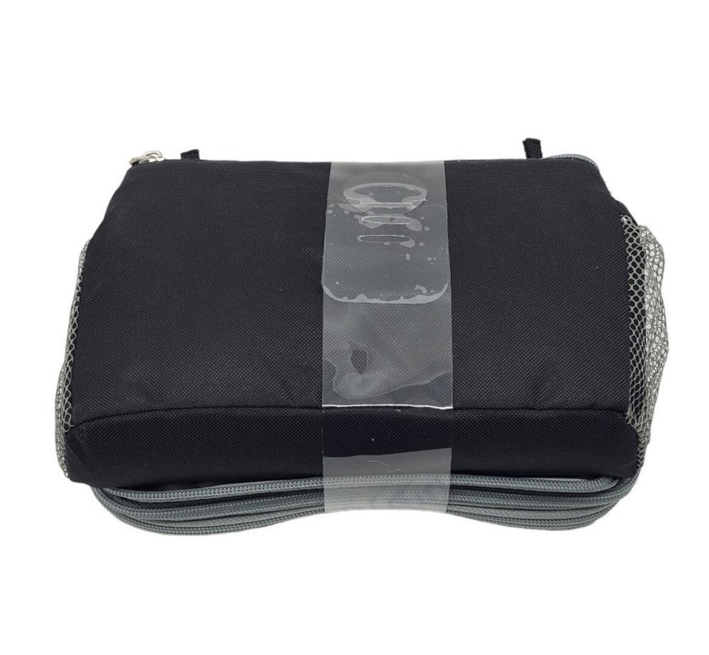 6 Pack Cooler Lunch Box Collapsible Black Gray Side Pockets Shoulder Strap