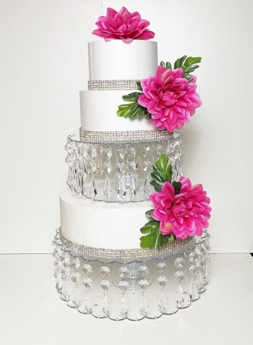 Round Acrylic Dangle Crystal Cake Separators for Wedding, Anniversary & Birthday