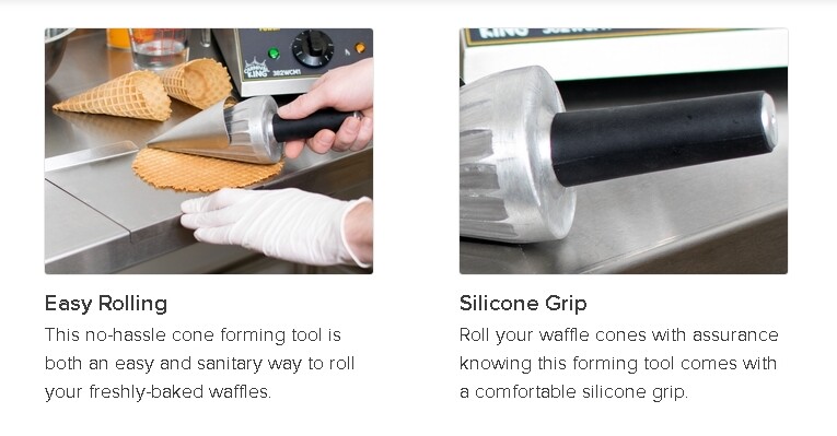 Waffle Cone Maker Ice Cream Roller Mold Big Rolling Forming Tool 10" 2-Piece Set