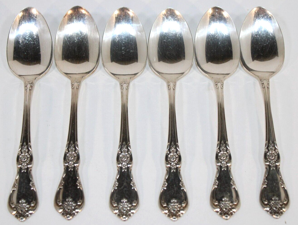 6 Pce. Wm Rogers VANESSA-FRANCESCA ONEIDA Silverplate 1965 Teaspoons Flatware