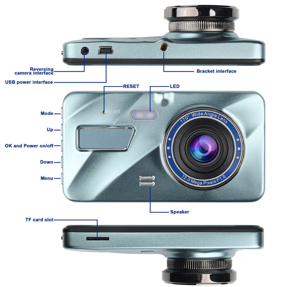 1080P Dashcam automobile data recorder Car DVR Recorder Front and Rear Camera
