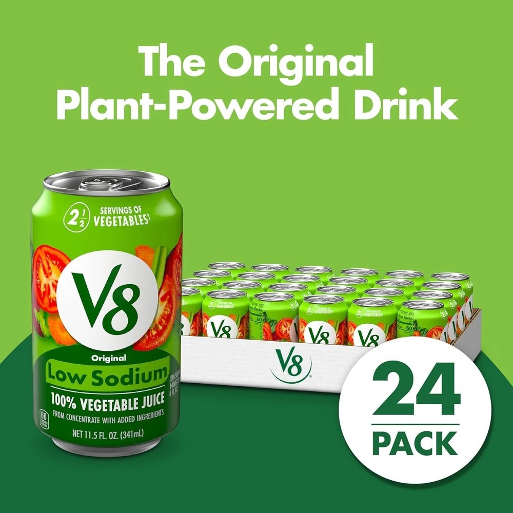 V8 Low Sodium Original 100% Vegetable Juice 11.5 Fl Oz Can 24 Pack