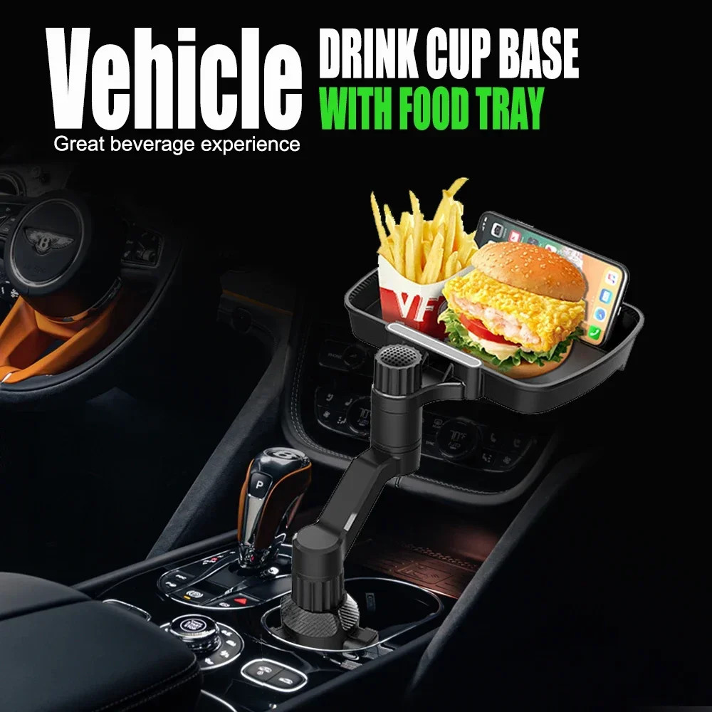 Vehicle Small Dining Table Holder Adjustable Drink Cup Base with Food Tray