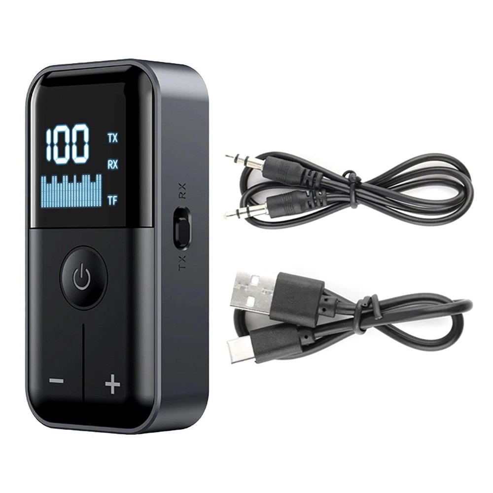 Bluetooth 5.4 Transmitter and Receiver with Battery Indicator 3.5mm Aux Adapter