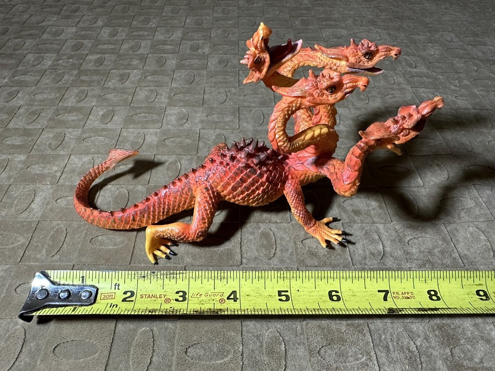 4-Headed Orange Hydra (Dragon) Figure Hard Plastic