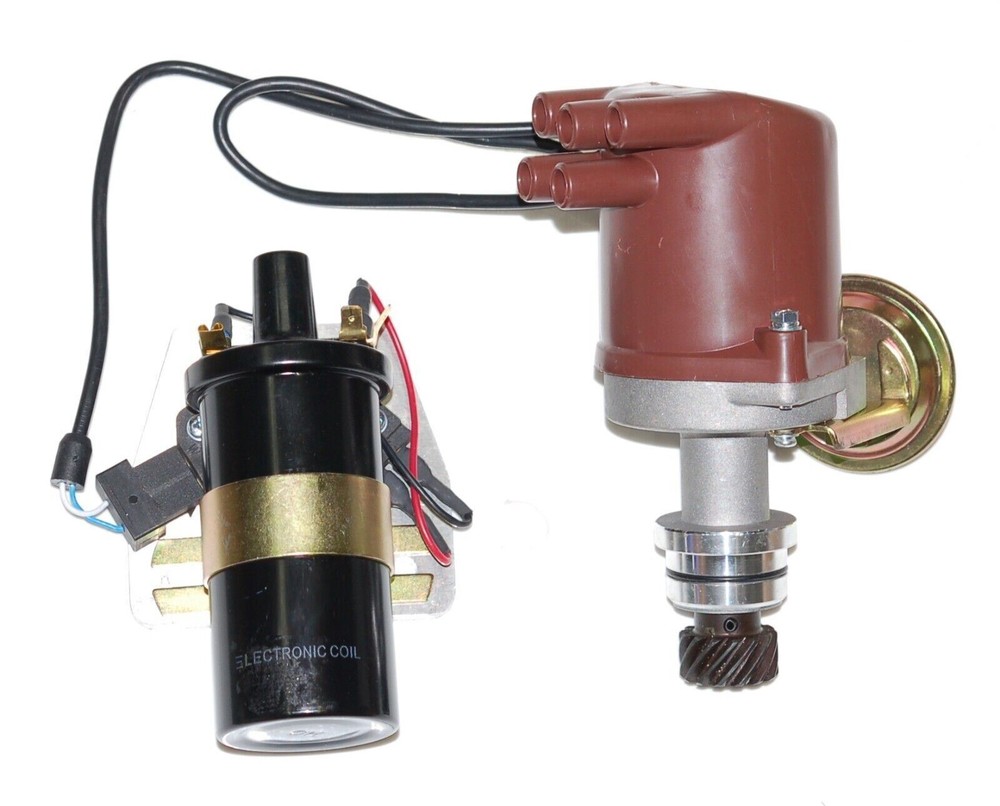 New Fiat 124 Spider Distributor with electronic ignition coil module & HT Leads