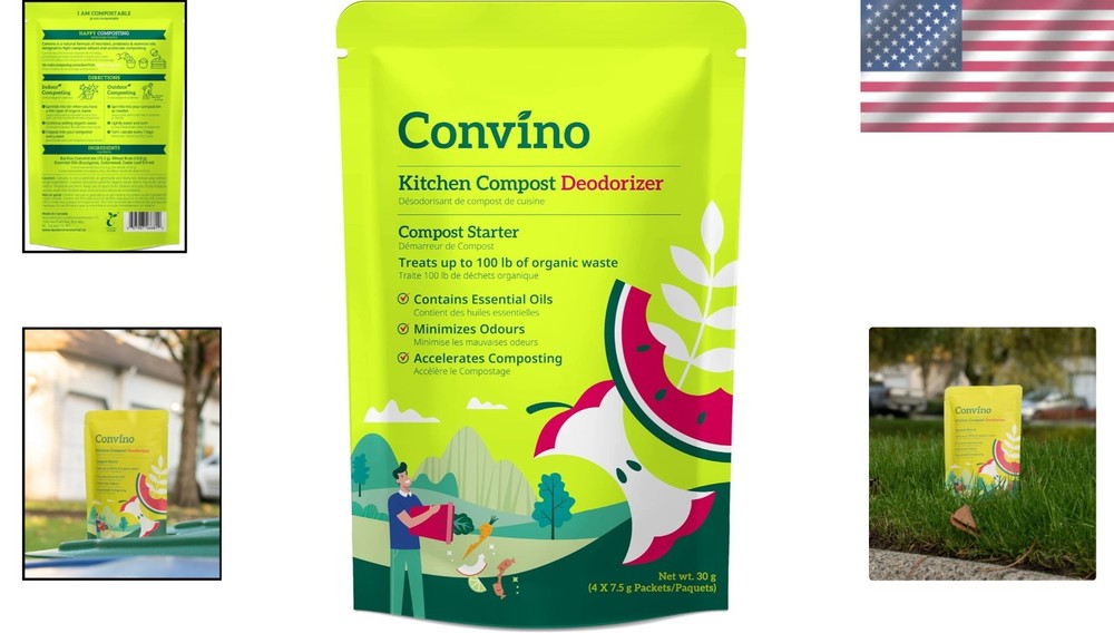 Eco-Friendly Kitchen Waste Deodorizer & Compost Starter - 4 Packets, 75 lbs