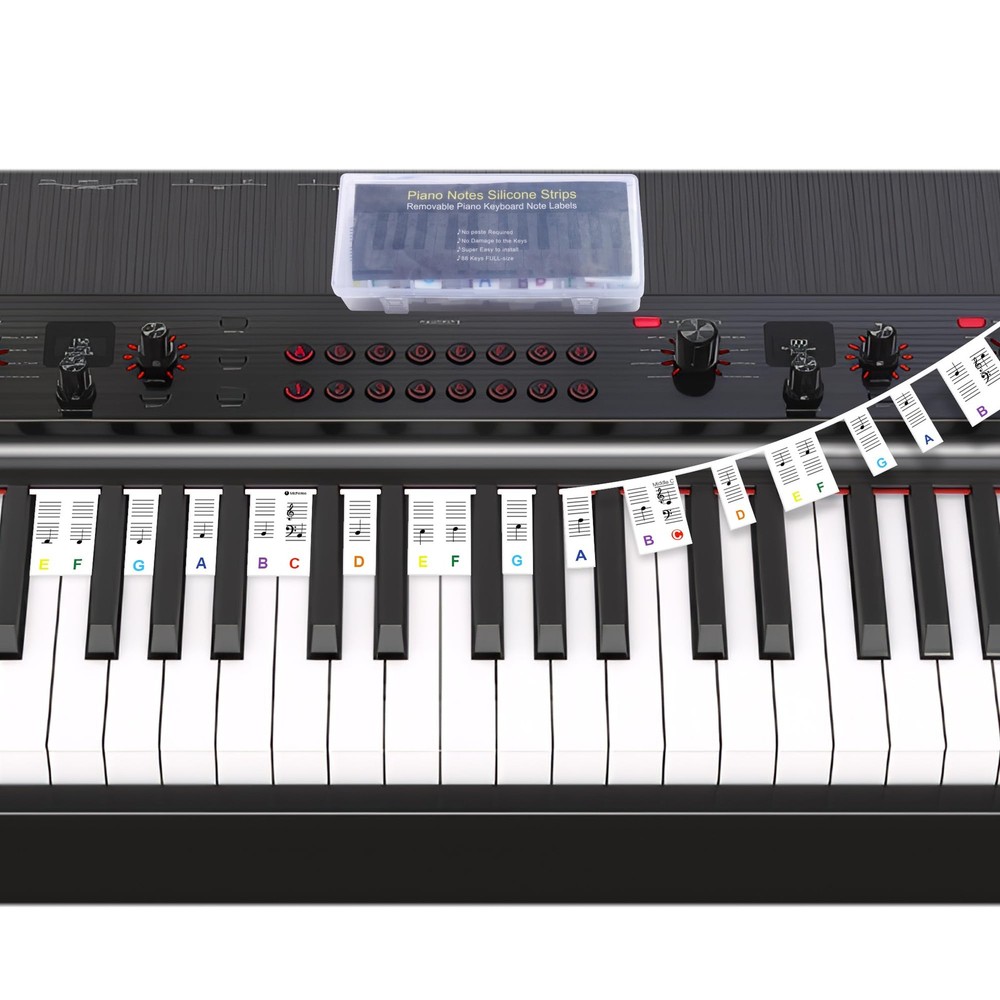Piano Keyboard Note Labels - Removable Multi-Color Strips for Beginners
