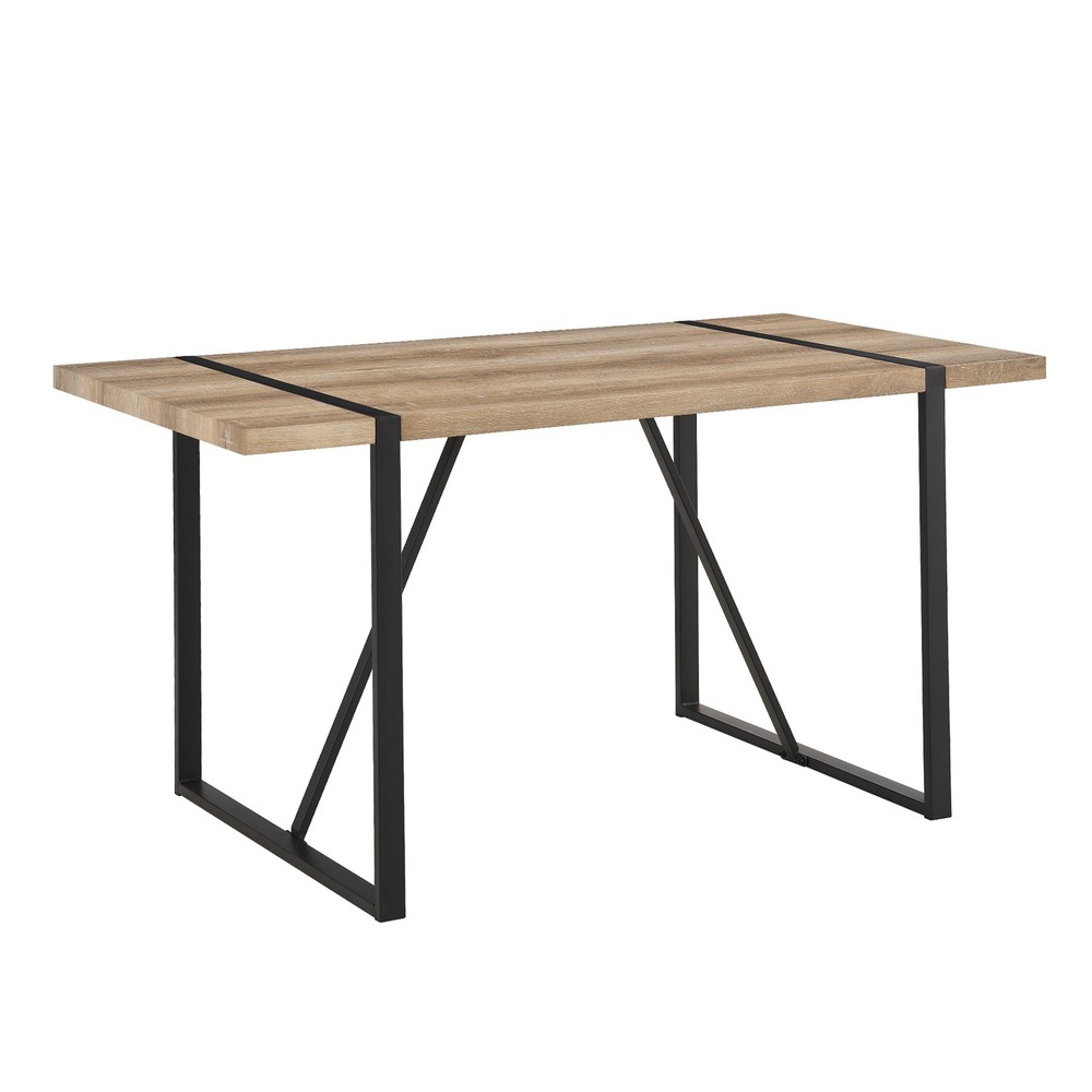 55" Dining Table modern rustic Industrial Rectangular MDF Wood Colour For 4-6