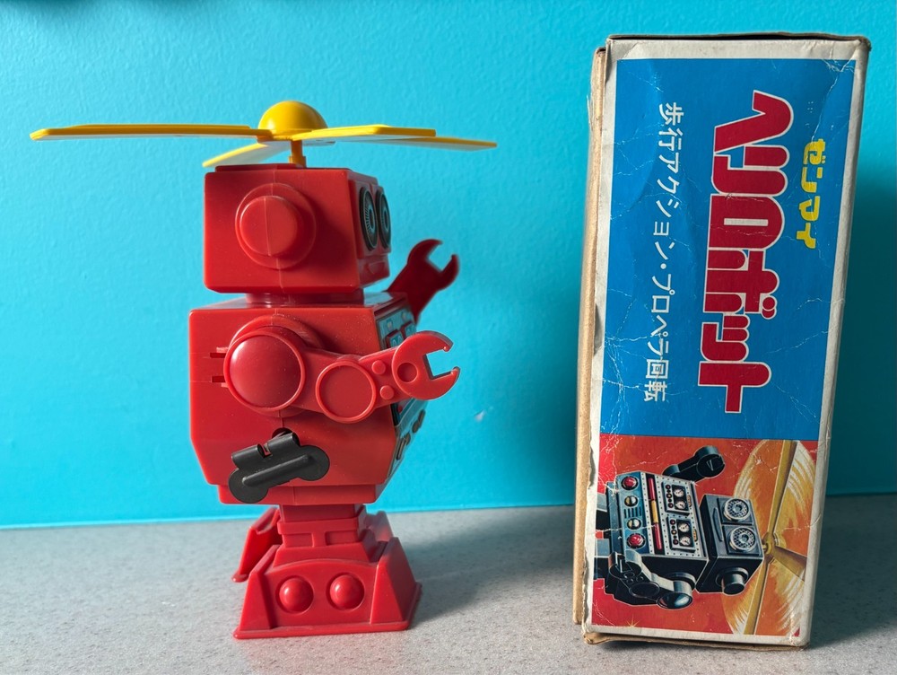 Vintage Wind-Up Horikawa Heli Robot w/ Box