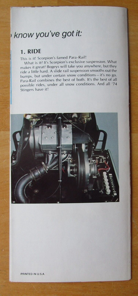 1974 Scorpion Super Stinger Snowmobile Brochure