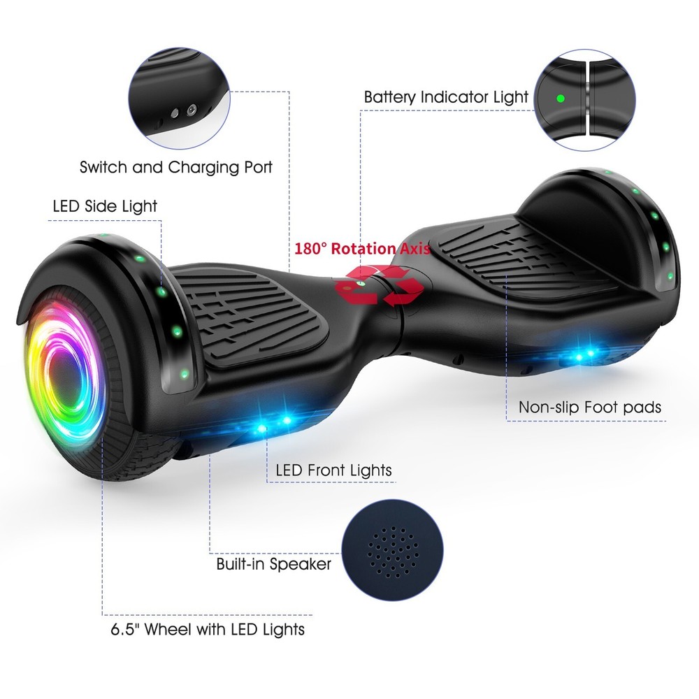Electric Hoverboard Bluetooth Speaker Light-Up Wheels Self-Balancing 7.5Mph