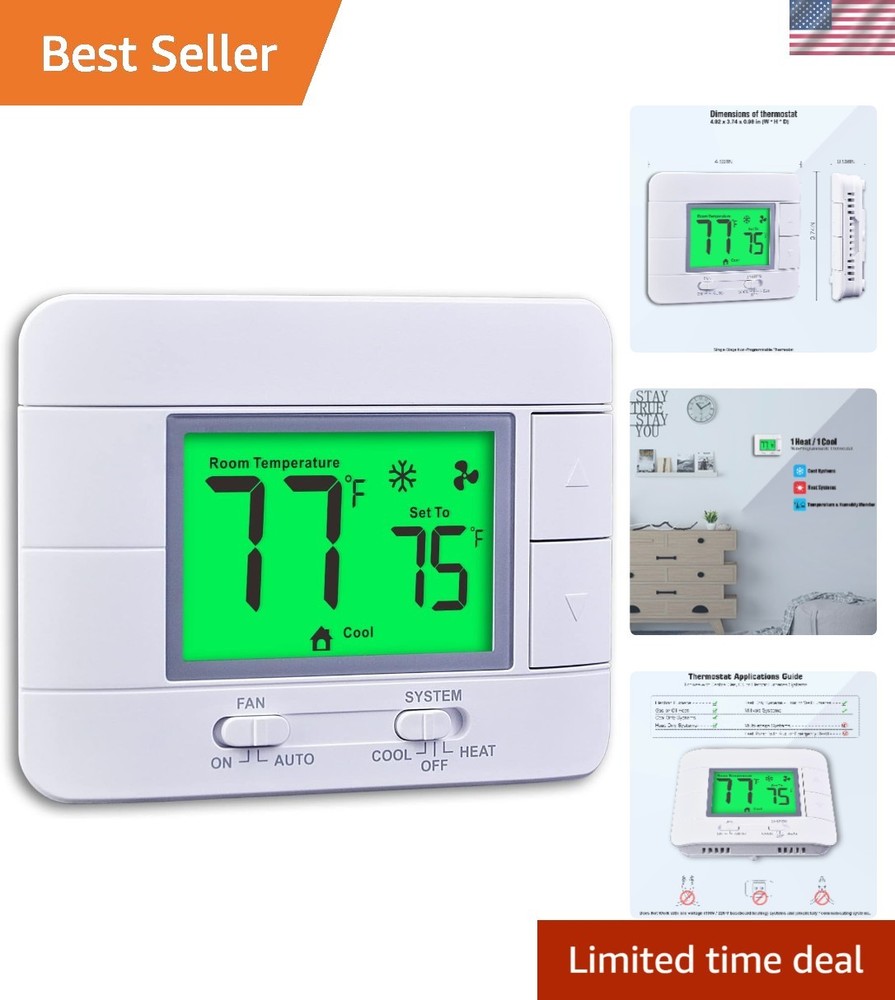 Precision Non-Programmable Thermostat with Dual Power & Humidity Display