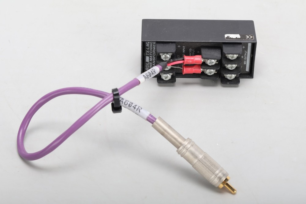 RDL TX-LM2 Line Level to Microphone Level Transformer W/ Component Adapter Cable