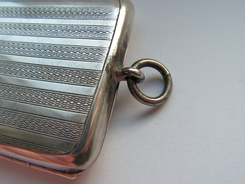 ANTIQUE EDWARDIAN SOLID SILVER LADIES CHATELAIN COIN PURSE Sydney & Co 1919