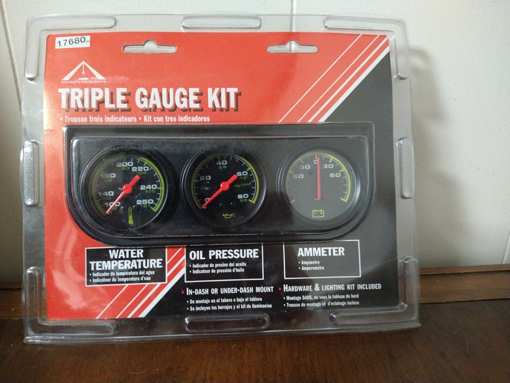 TRIPLE GAUGE KIT 2" BLACK  ELECTRICAL ACCURATE INSTRUMENTS 17680