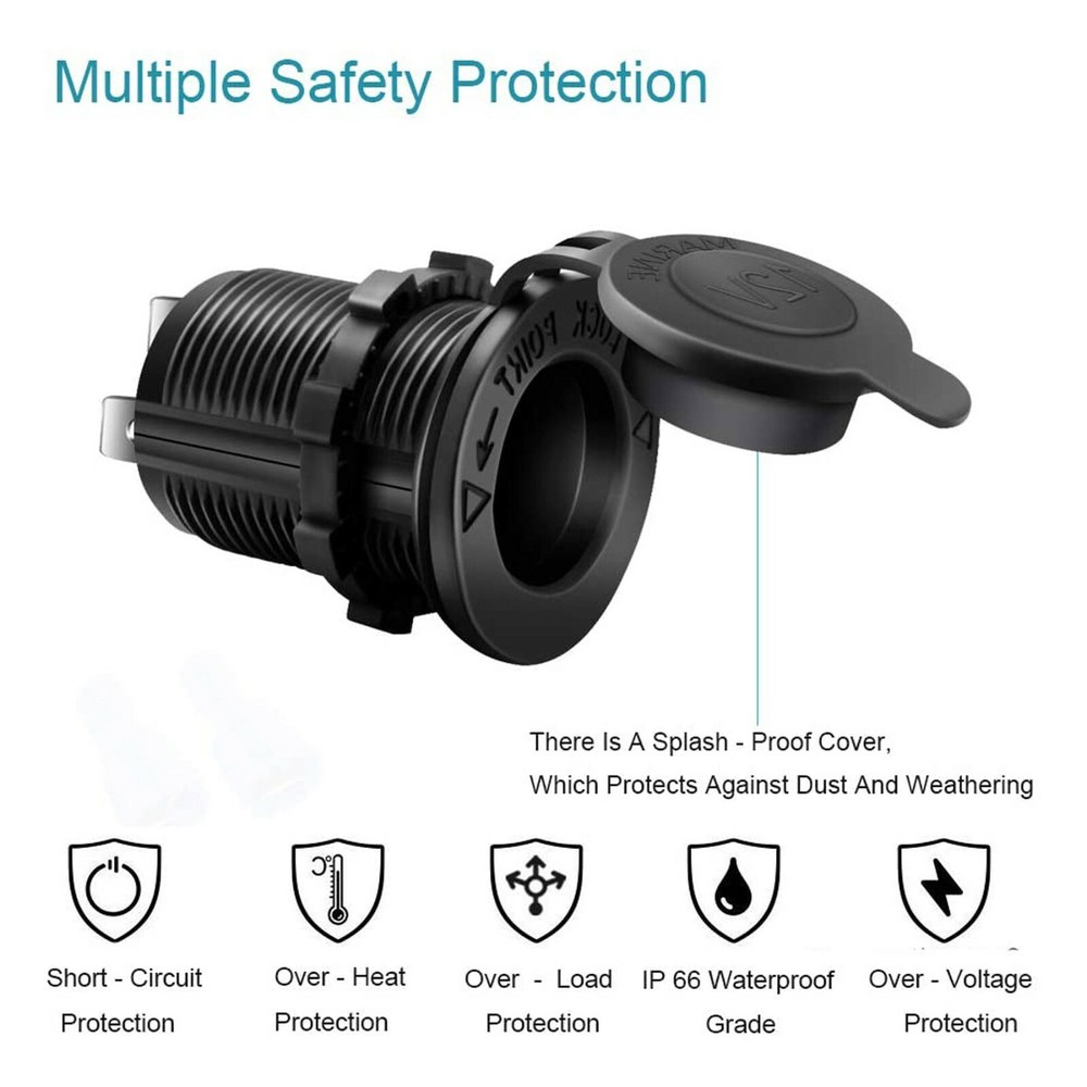 12V Waterproof Car Motorcycle Boat Cigarette Lighter Socket Power Plug Outlet
